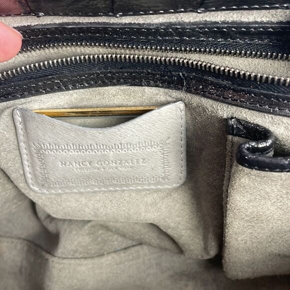 Nancy Gonzales Gun Metal Crocodile Satchel Bag - Picture 9 of 12